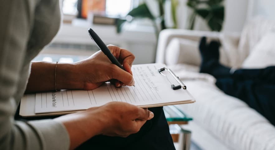 Patient filling out paperwork